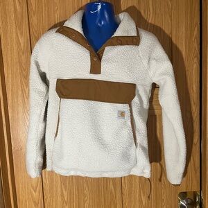 Carhartt White and Brown Fleece Pullover(57)
